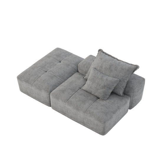 Modern Oversized Modular Sectional Sofa, Sparkling Chenille Fabric Soft Cushions With 2 Pillows Home Essentials