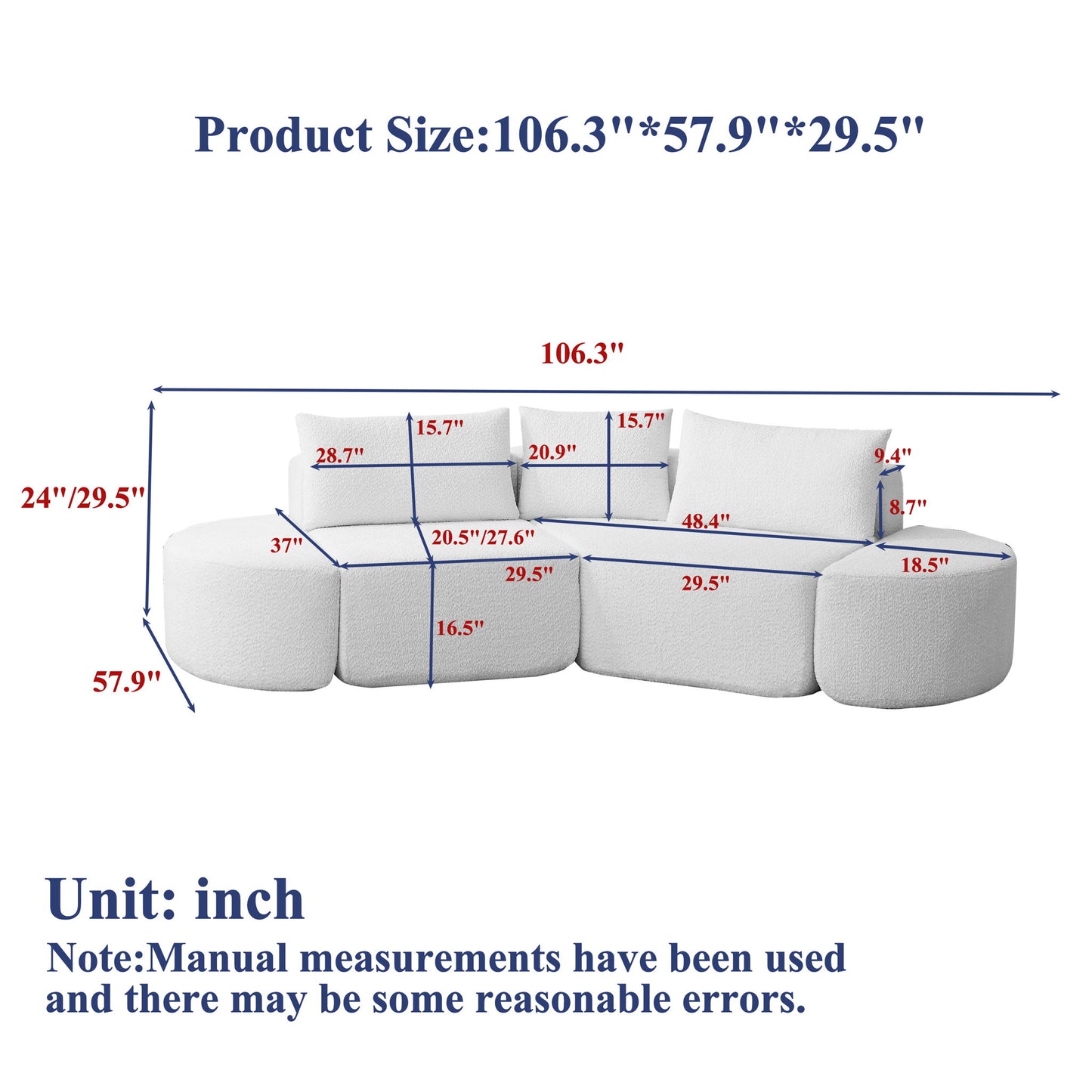 V - Shaped Modular Sofa Set With 3 Pillow Home Essentials
