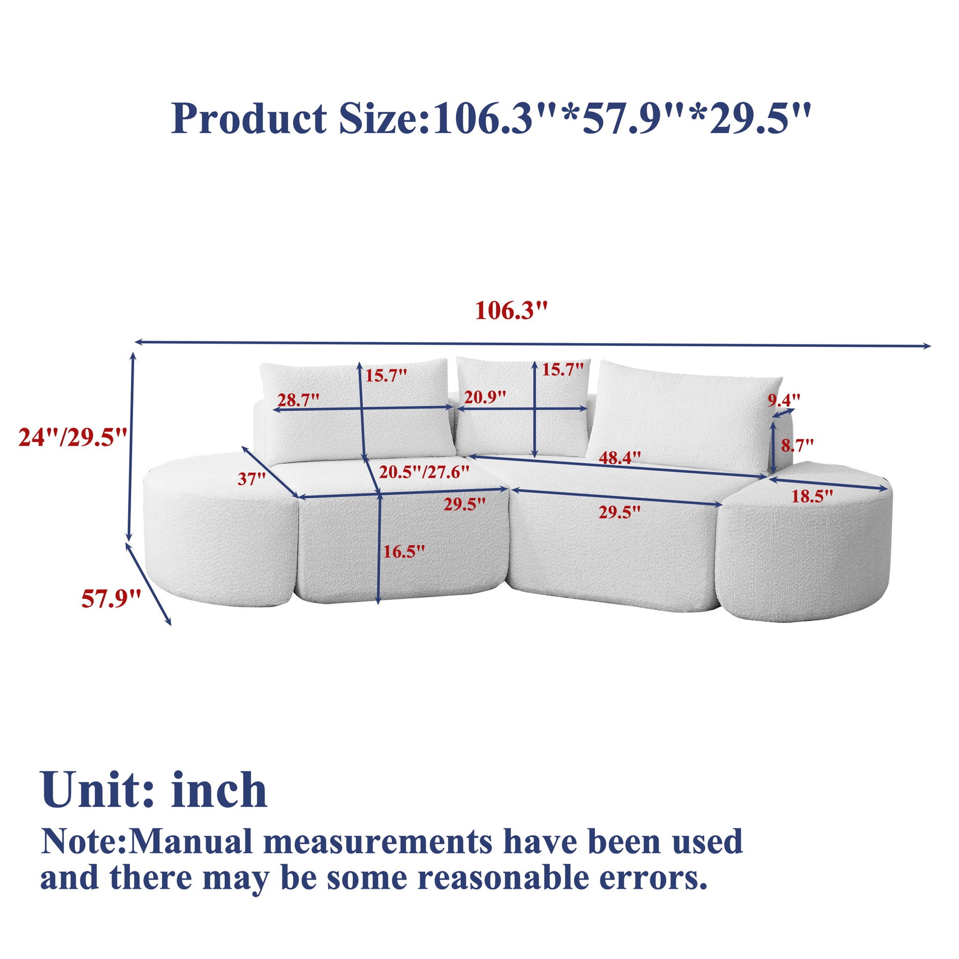 V - Shaped Modular Sofa Set With 3 Pillow Home Essentials