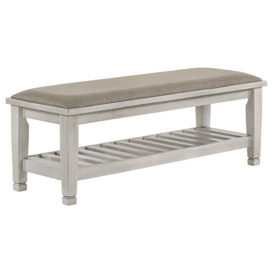 Franco - Fabric Upholstered Bench With Shelf CoasterEssence