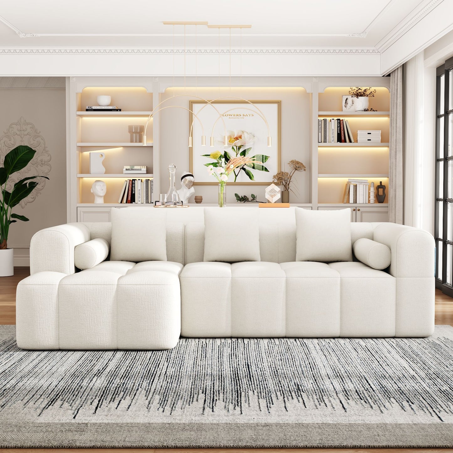 Sectional Free Combined Sofa With 2 Side Pockets Hearth and Haven