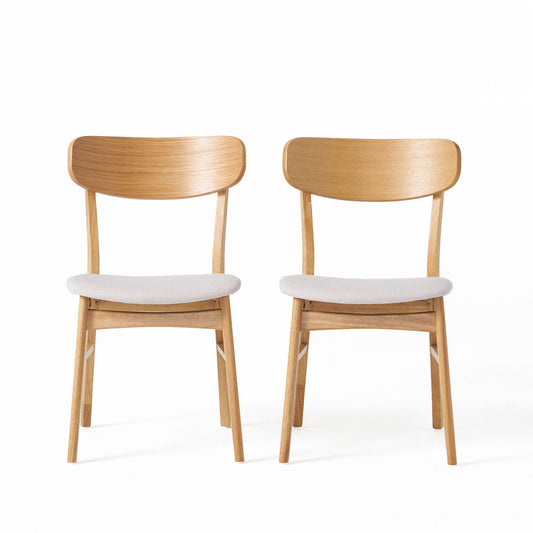 Brilliantine - Dining Chair With Cushion And Wood Frame (Set of 2) Noble House