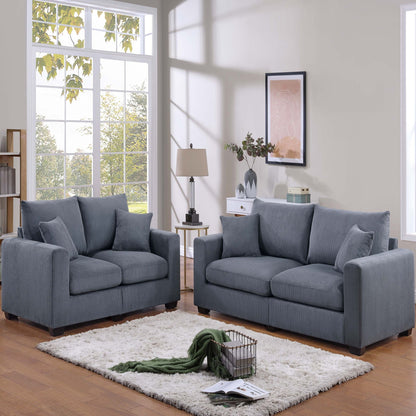 2 Piece Contemporary Style Sofa Set With Matching Pillows Home Essentials