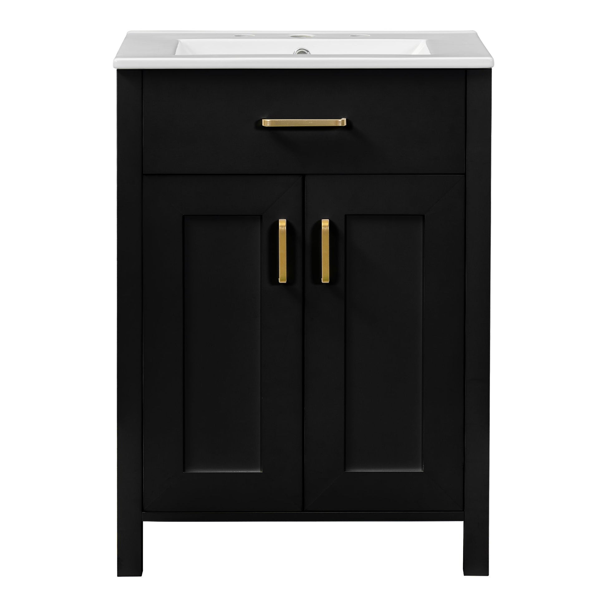 Bathroom Vanity Combo With Ceramic Sink, Luxurious Space-Saving Vanity, 2 Soft Close Doors Hearth and Haven