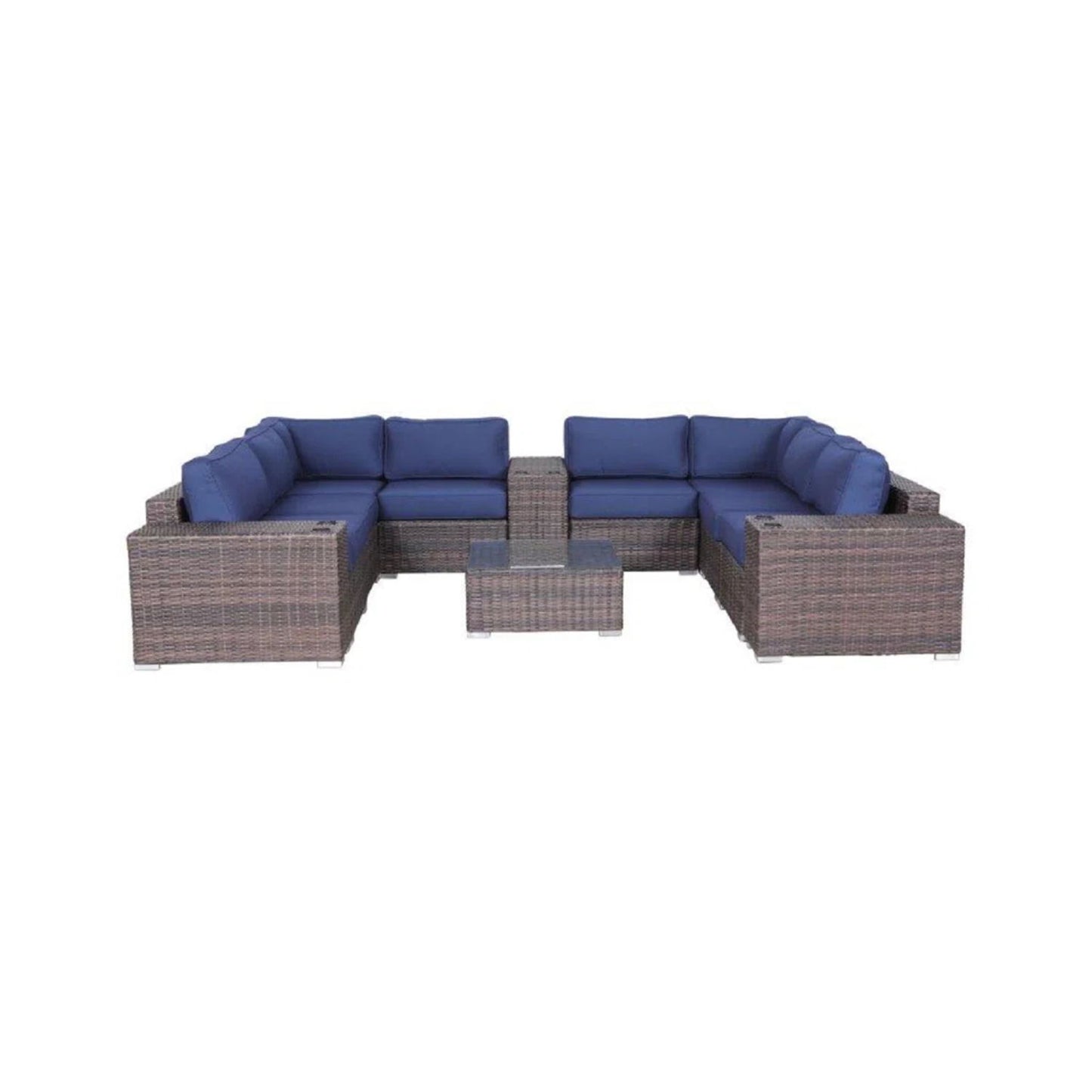 Modern Patio Rattan Sectional Set With Cushions LSI Patio Furniture