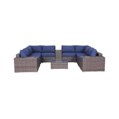 Modern Patio Rattan Sectional Set With Cushions LSI Patio Furniture