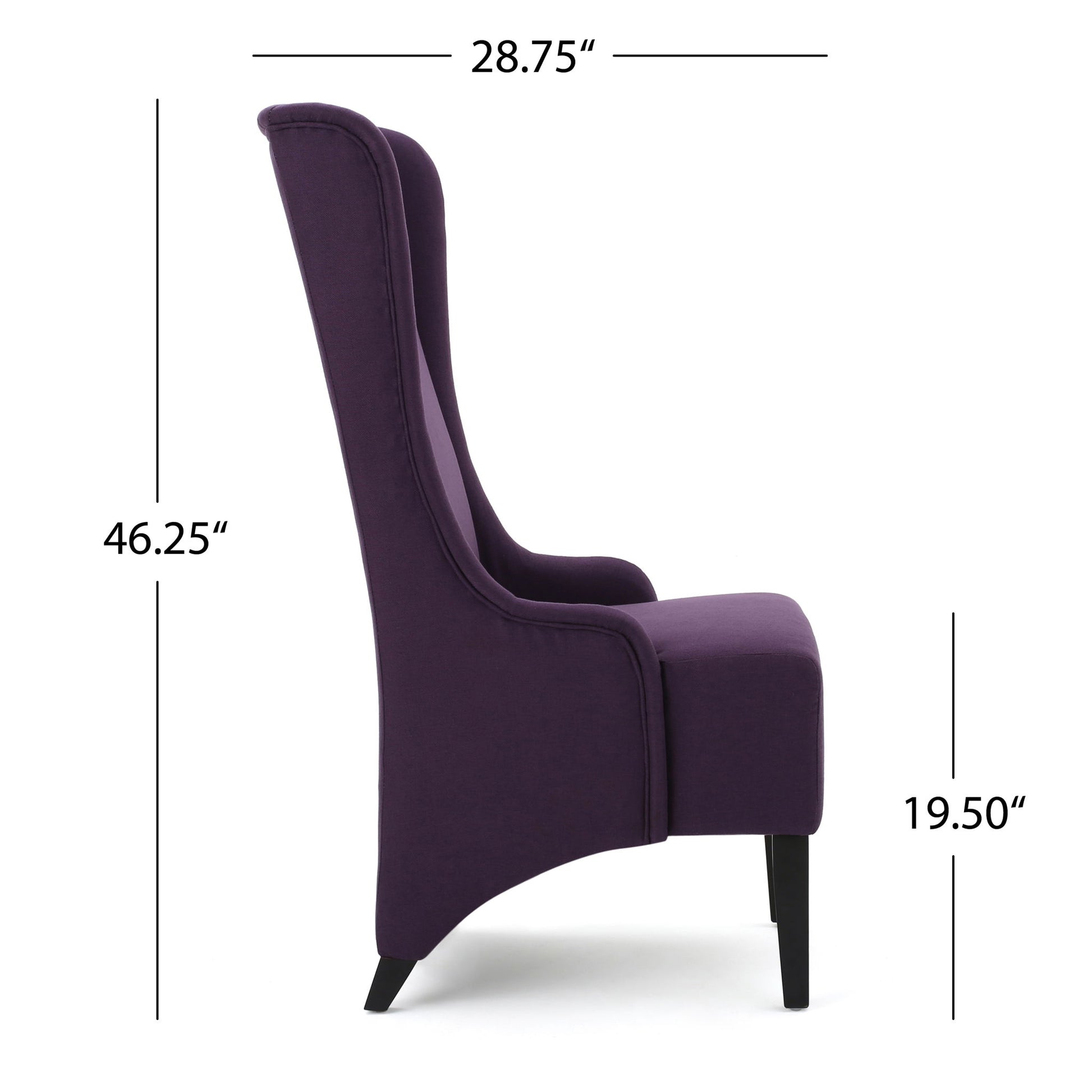 Fabric Dining Chair With High Back And Birch Wood Legs - Plum Noble House
