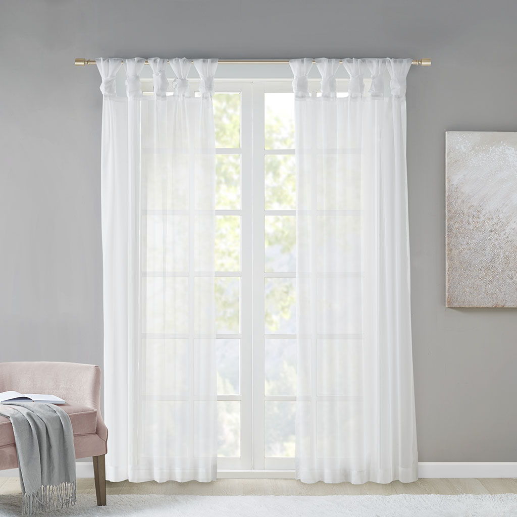 Ceres - 63" Twist Tab Voile Sheer Window Pair - White Madison Park