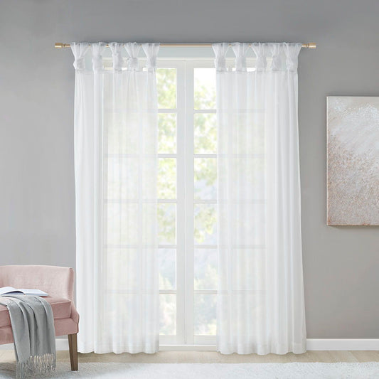 Ceres - 63" Twist Tab Voile Sheer Window Pair - White Madison Park