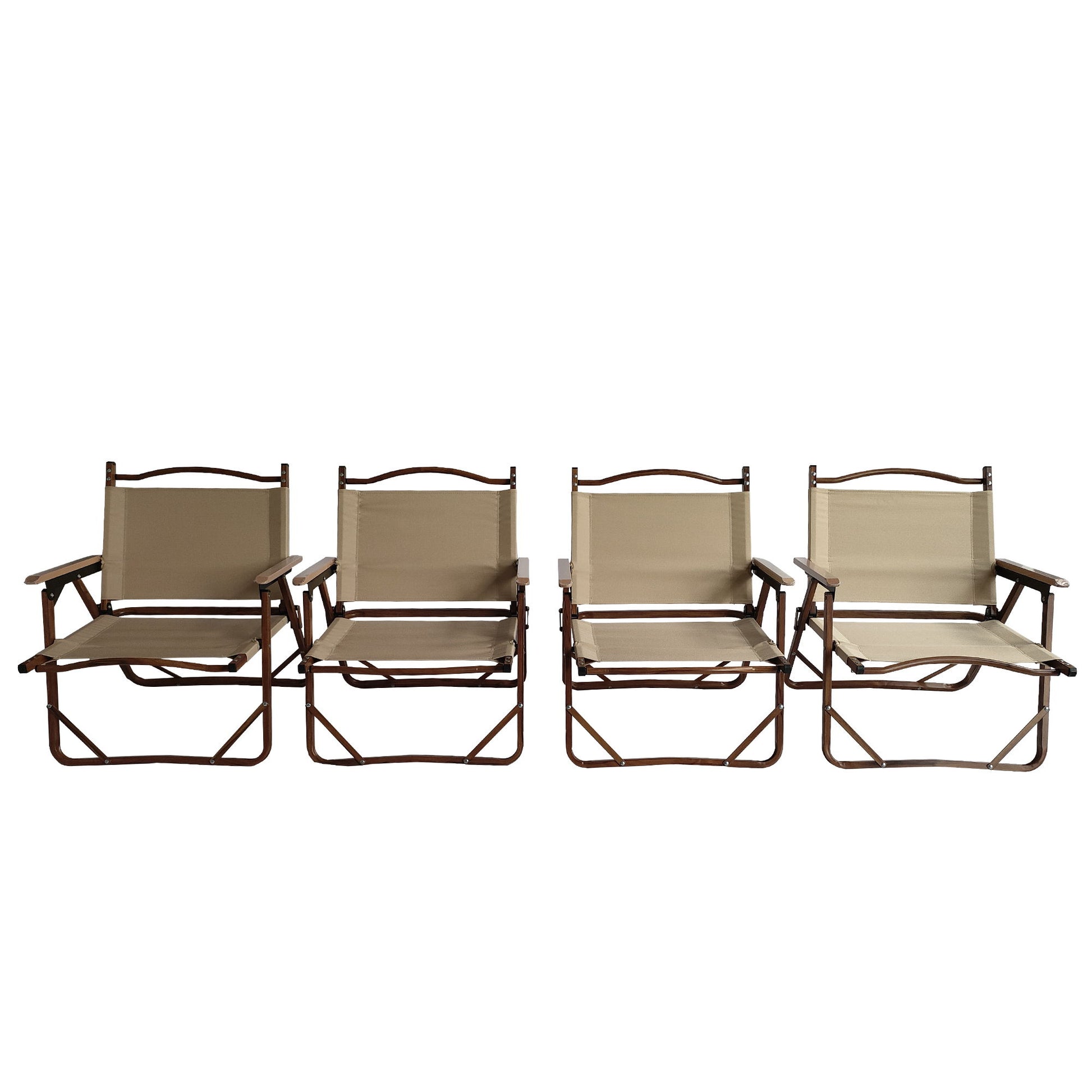 Comfy Foldable And Portable Chair With Armrests, Indoor And Outdoor (Set of 4) - Brown Home Essentials