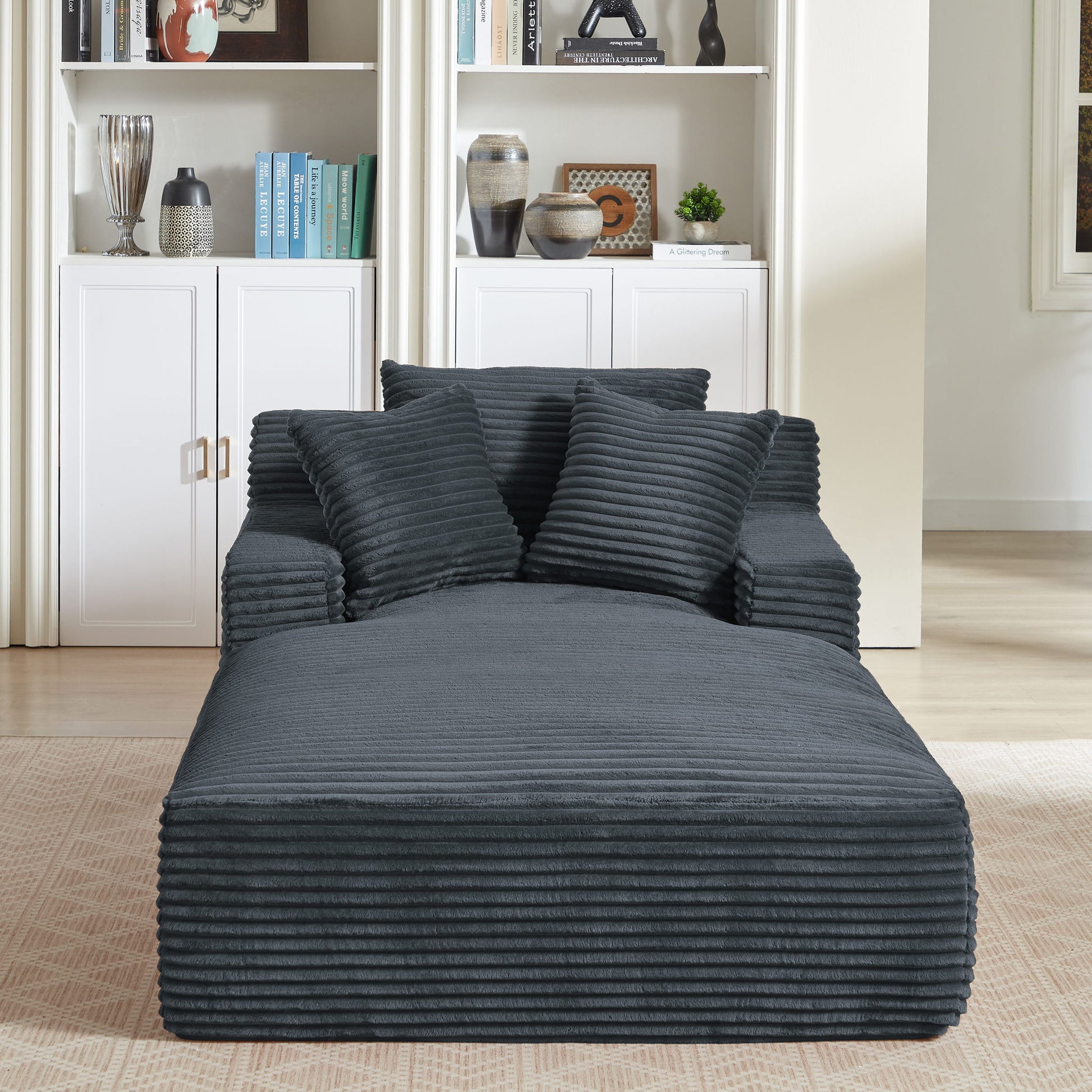 Oversized Chaise Lounge Chair Indoor For Living Room - Dark Gray Home Essentials