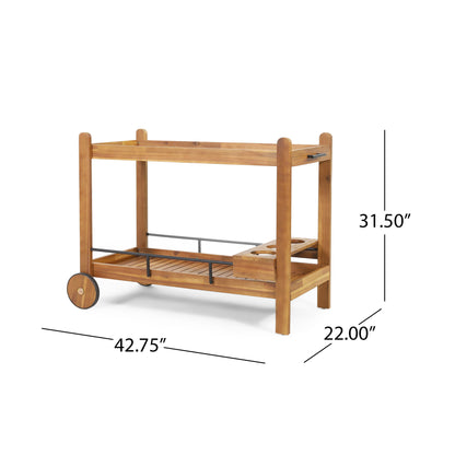 Bar Cart With Wine Bottle Holders, - Black Noble House