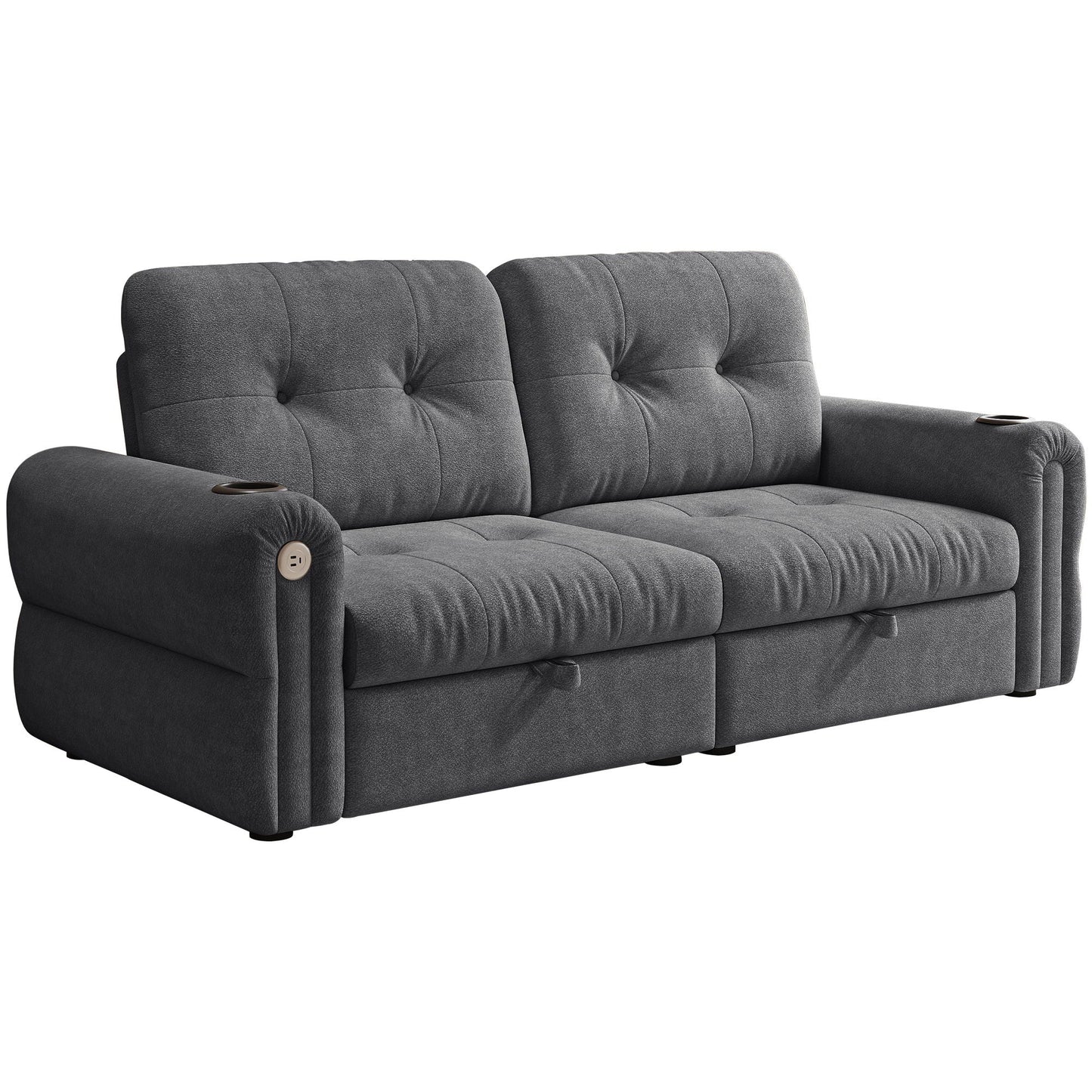 2 In 1 Convertible Sofa Bed For Living Room - Dark Gray - Fabric Home Essentials