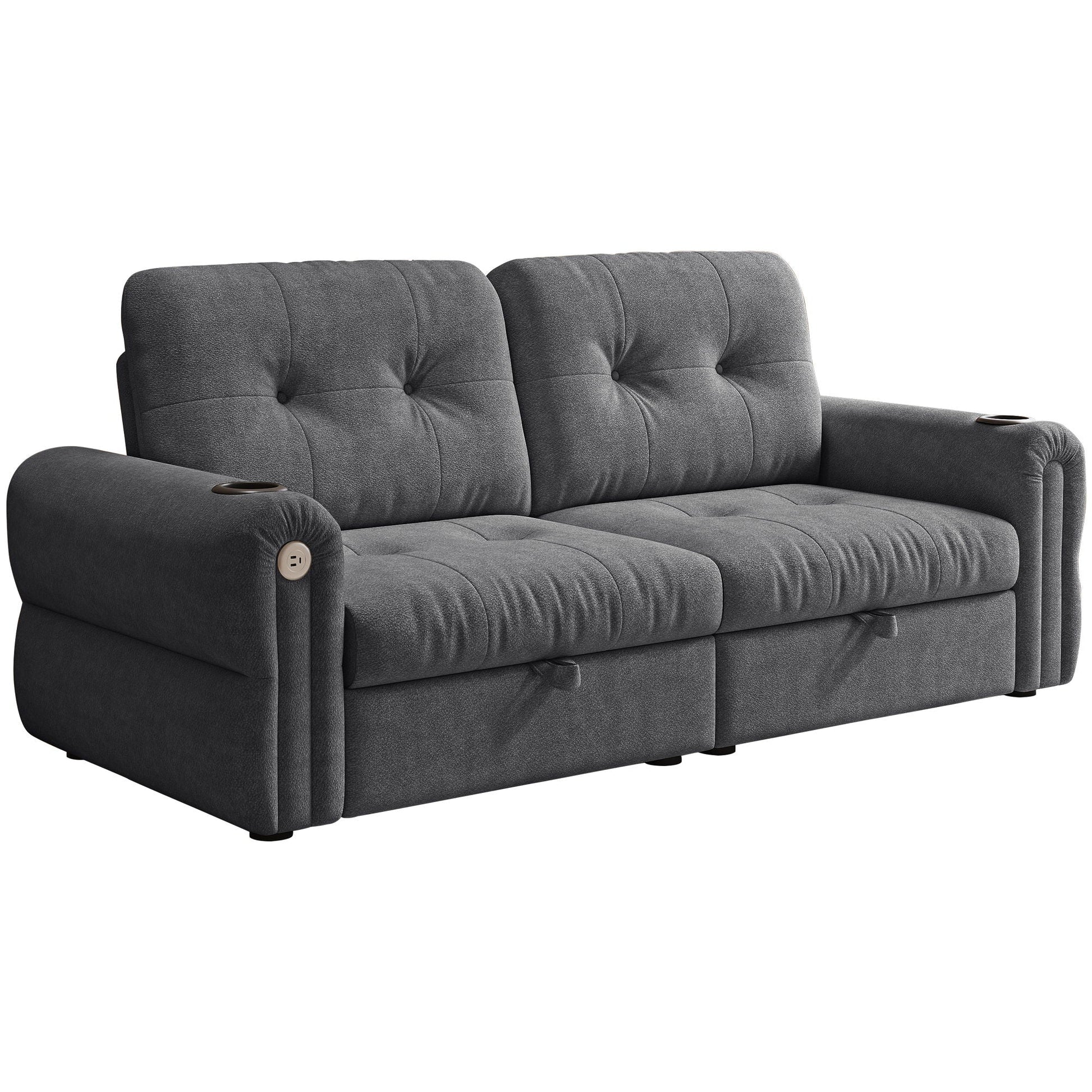 2 In 1 Convertible Sofa Bed For Living Room - Dark Gray - Fabric Home Essentials
