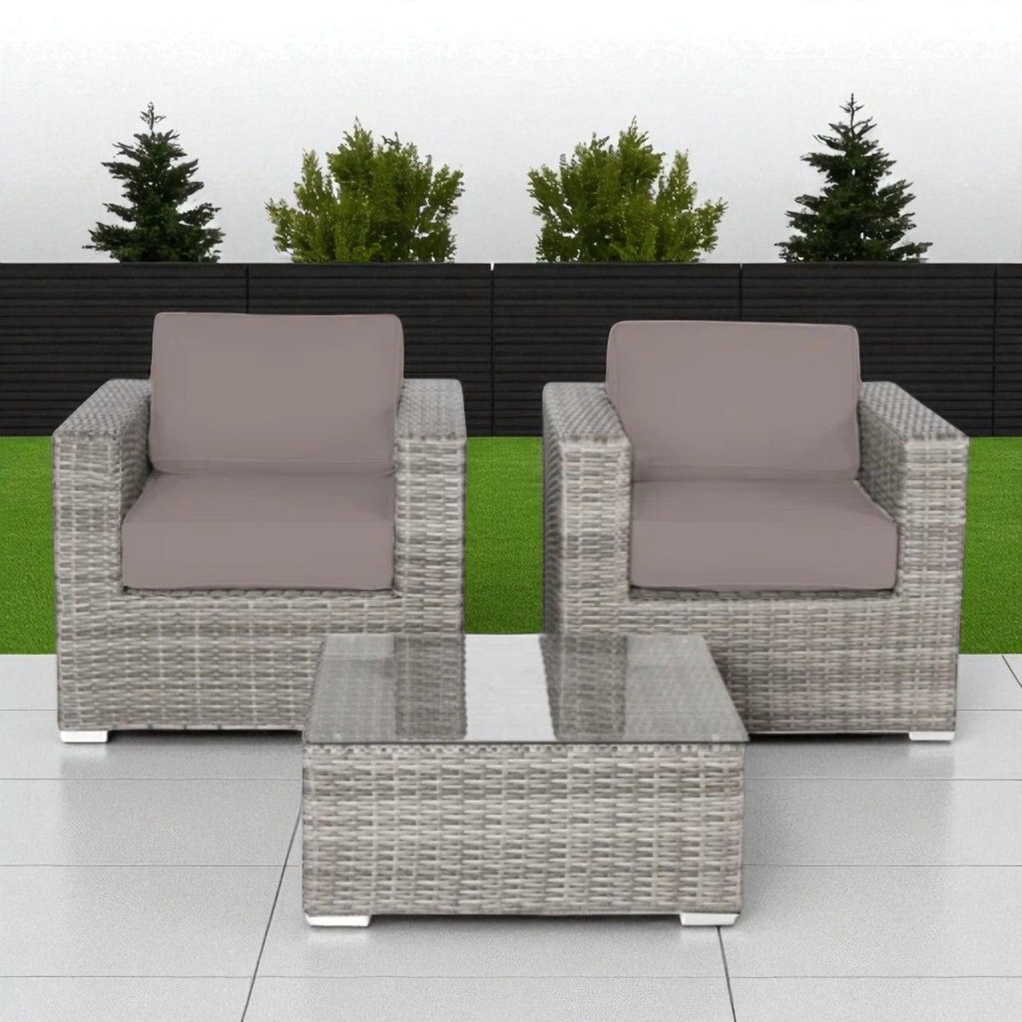 Wicker Seating Group Set With Table And Cushions LSI Patio Furniture