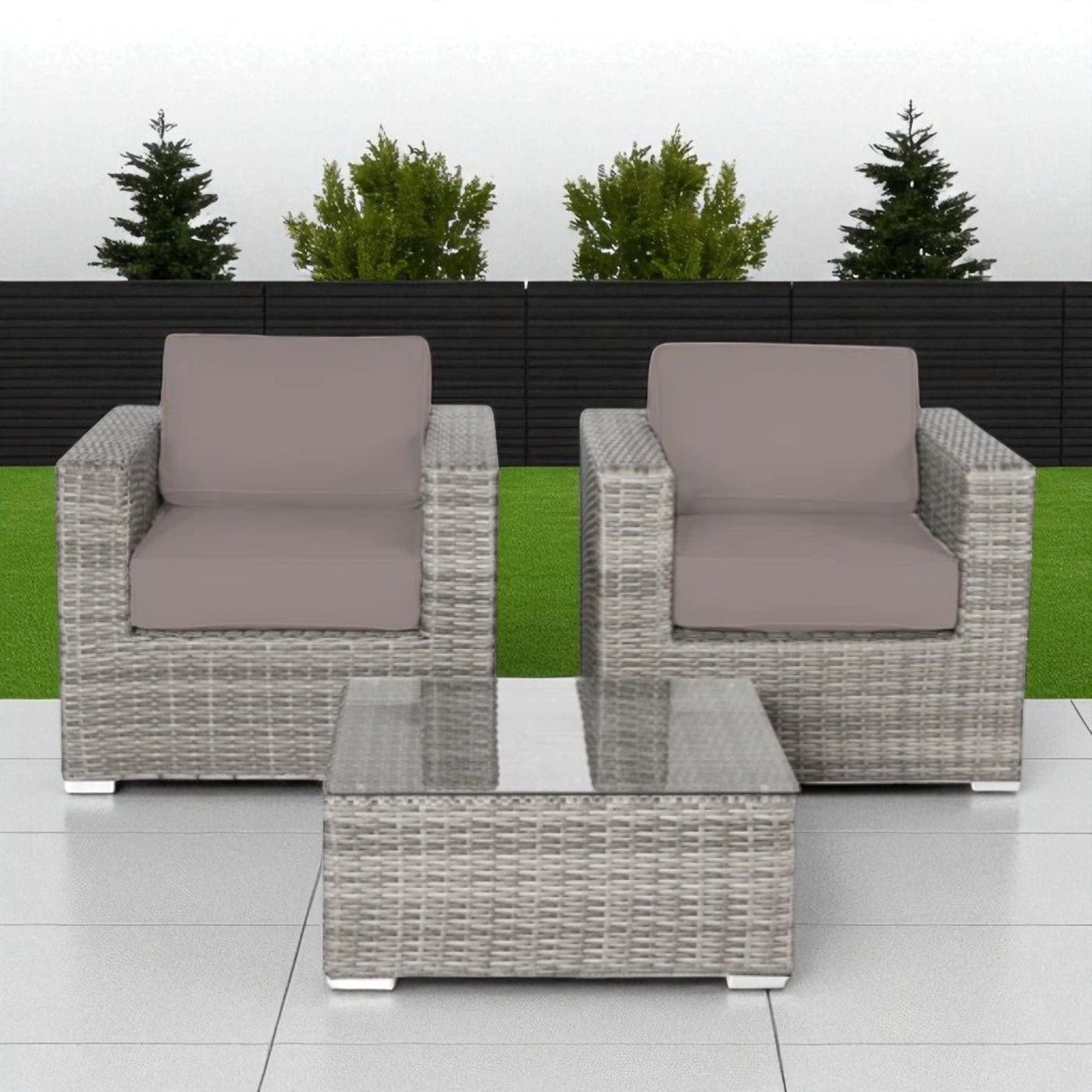Wicker Seating Group Set With Table And Cushions LSI Patio Furniture