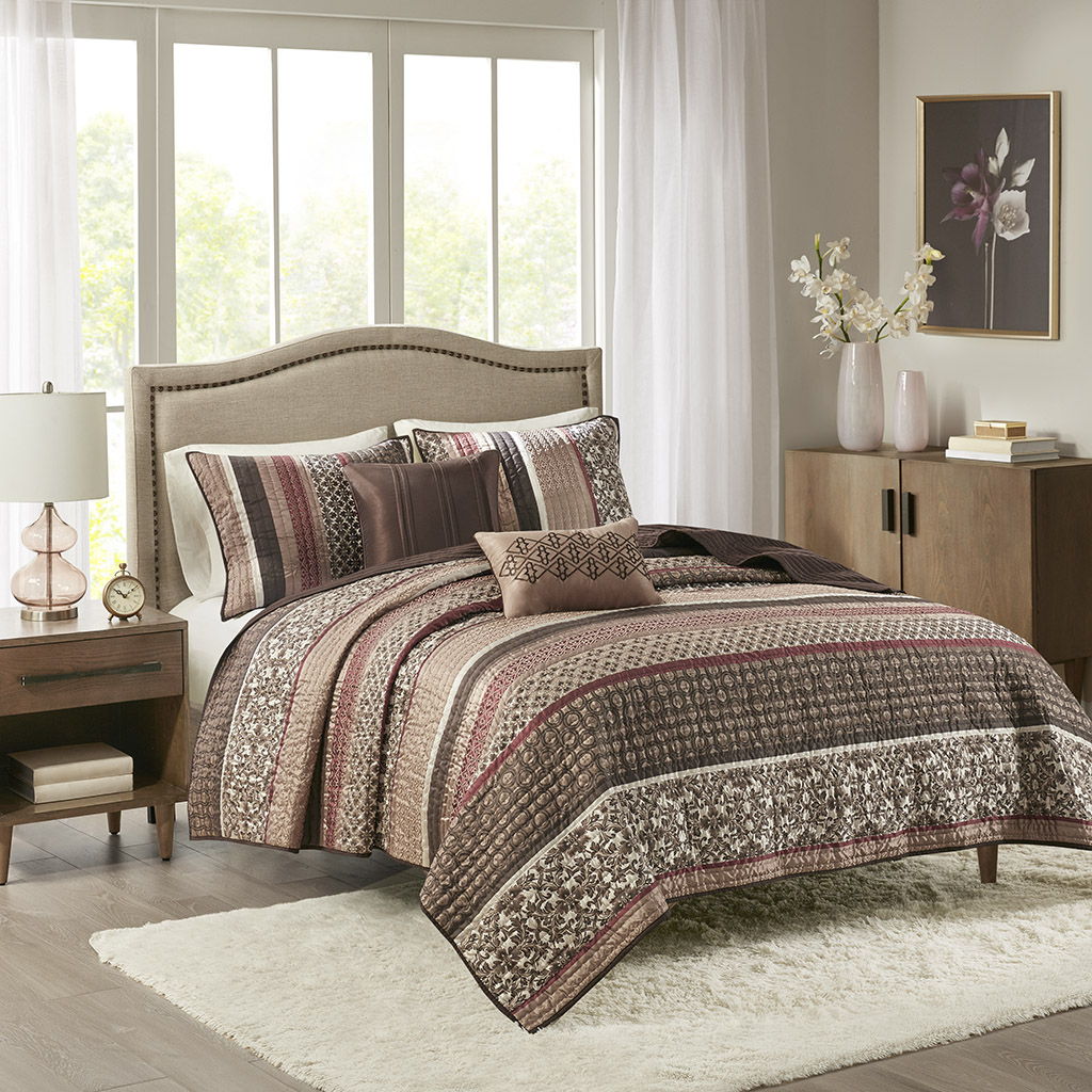 Princeton - King Reversible Coverletr (Set of 5) - Red Madison Park