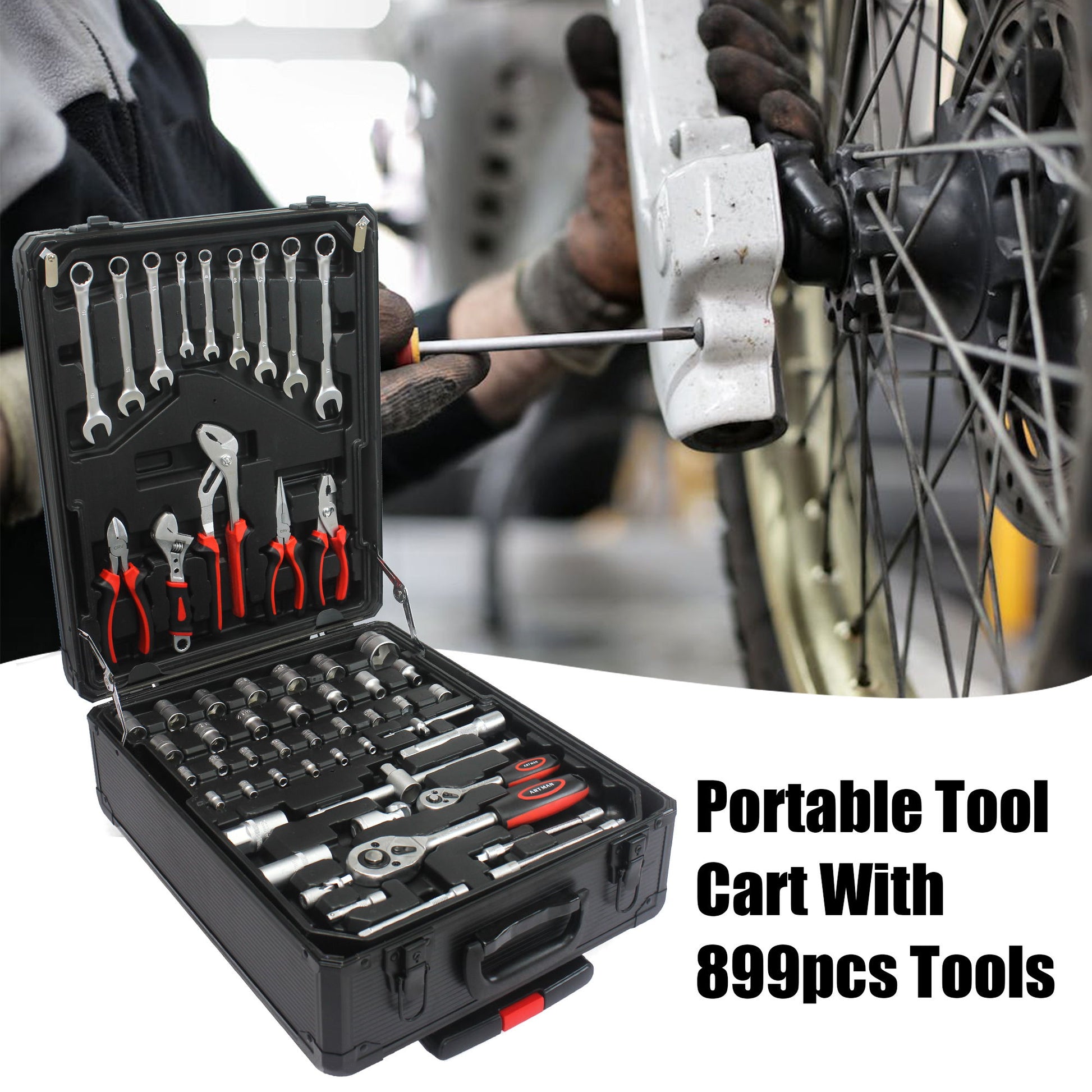 899 Piece Home Repair Tool Set With Rolling Plastic Toolbox, 4 Drawers, General Household Maintenance Kit Daily Nest