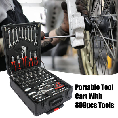 899 Piece Home Repair Tool Set With Rolling Plastic Toolbox, 4 Drawers, General Household Maintenance Kit Daily Nest