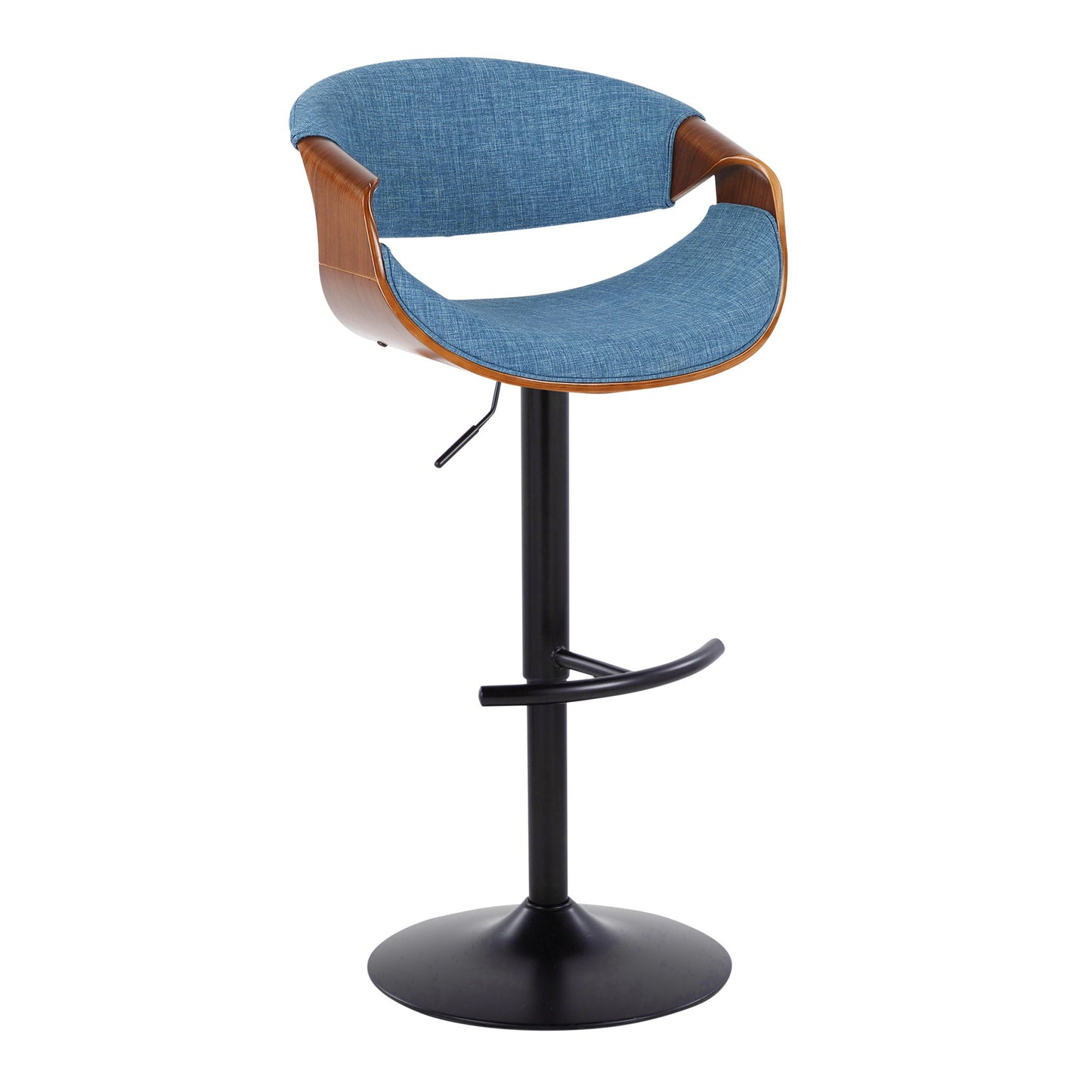 Curvo - Mid Century Modern Adjustable Barstool With Swivel & Rounded T Footrest (Set of 2) Lumi Source