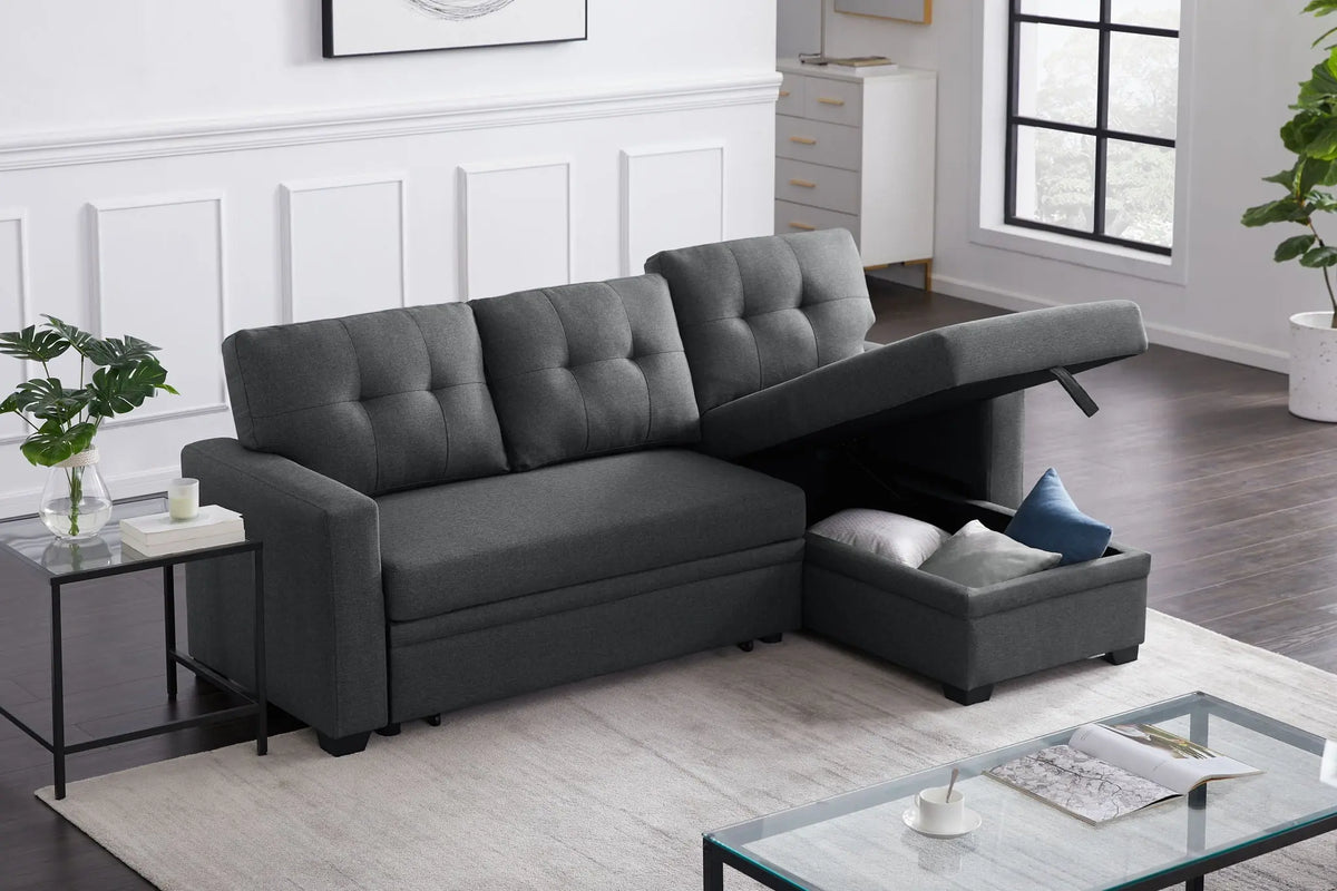 Upholstered Pull Out Sectional Sofa With Chaise Urban Retreats