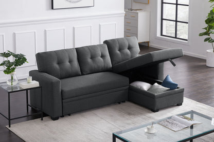 Upholstered Cushions Pull Out Sectional Sofa With Chaise Urban Retreats