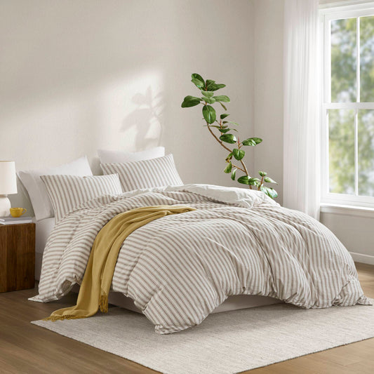 Etta - 3 Piece Queen Duvet Set - Tan Madison Park