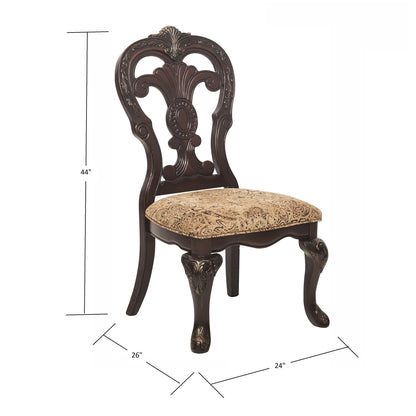 Elegant Style Beautiful Side Chairs 2 Piece Set Cherry With Tipping Fabric Upholstered Traditional Dining Furniture - Cherry Home Essentials