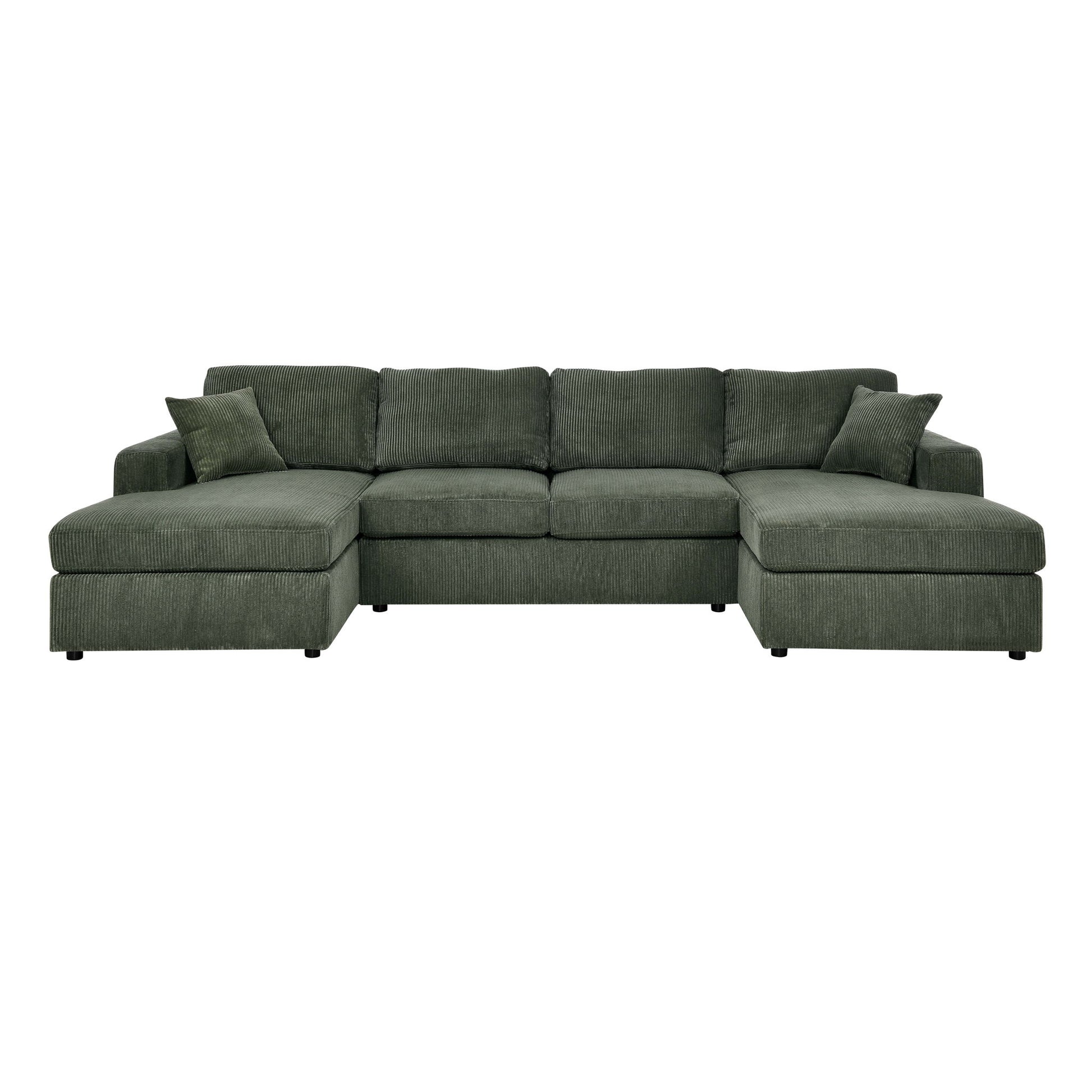 3 Piece Corduroy Double Chaise Sectional Sofa The Soft House