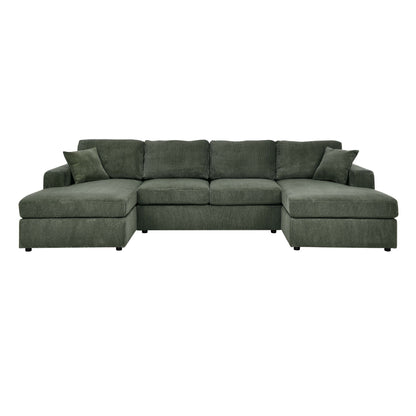 3 Piece Corduroy Double Chaise Sectional Sofa The Soft House