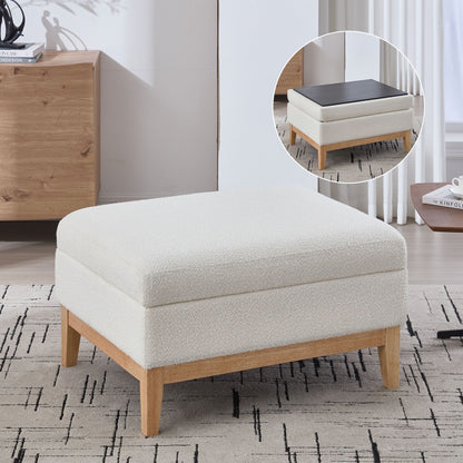 Upholstered Storage Ottoman With Reversible Lid Coffee Table, Foot Stool Home Essentials