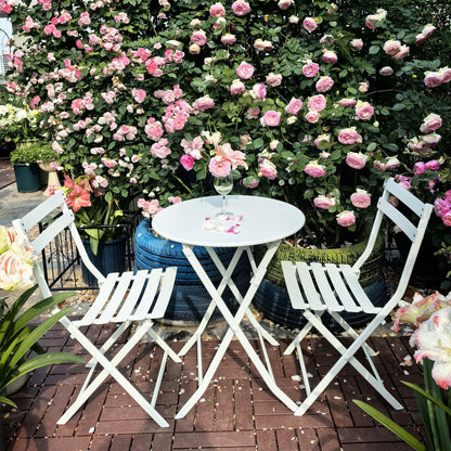 3 Piece Patio Bistro Set Of Foldable Round Table And Chairs Home Essentials