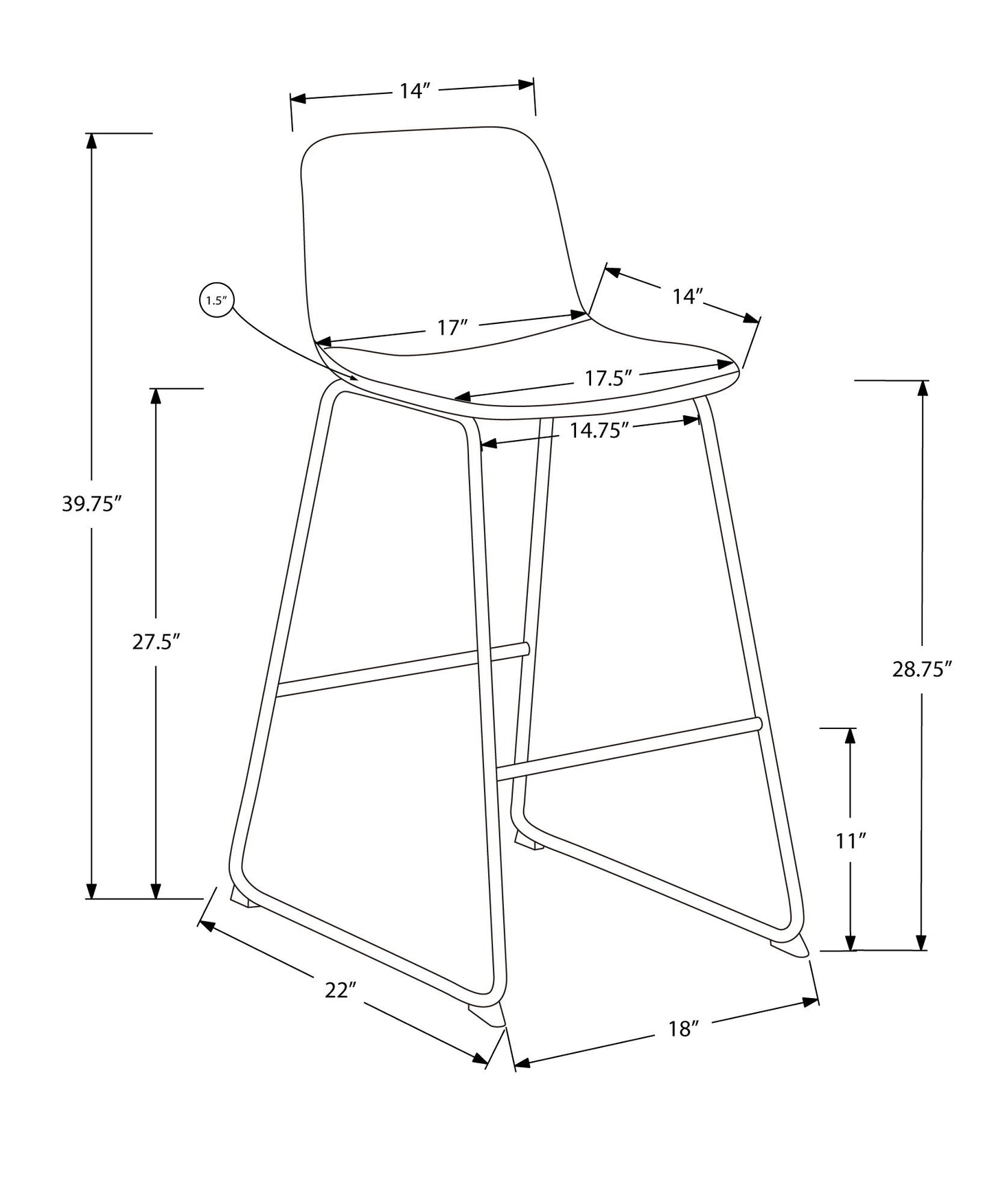 Office Chair, Bar Height, Standing, Computer Desk, Work, Leather Look, Contemporary, Modern 8th Street
