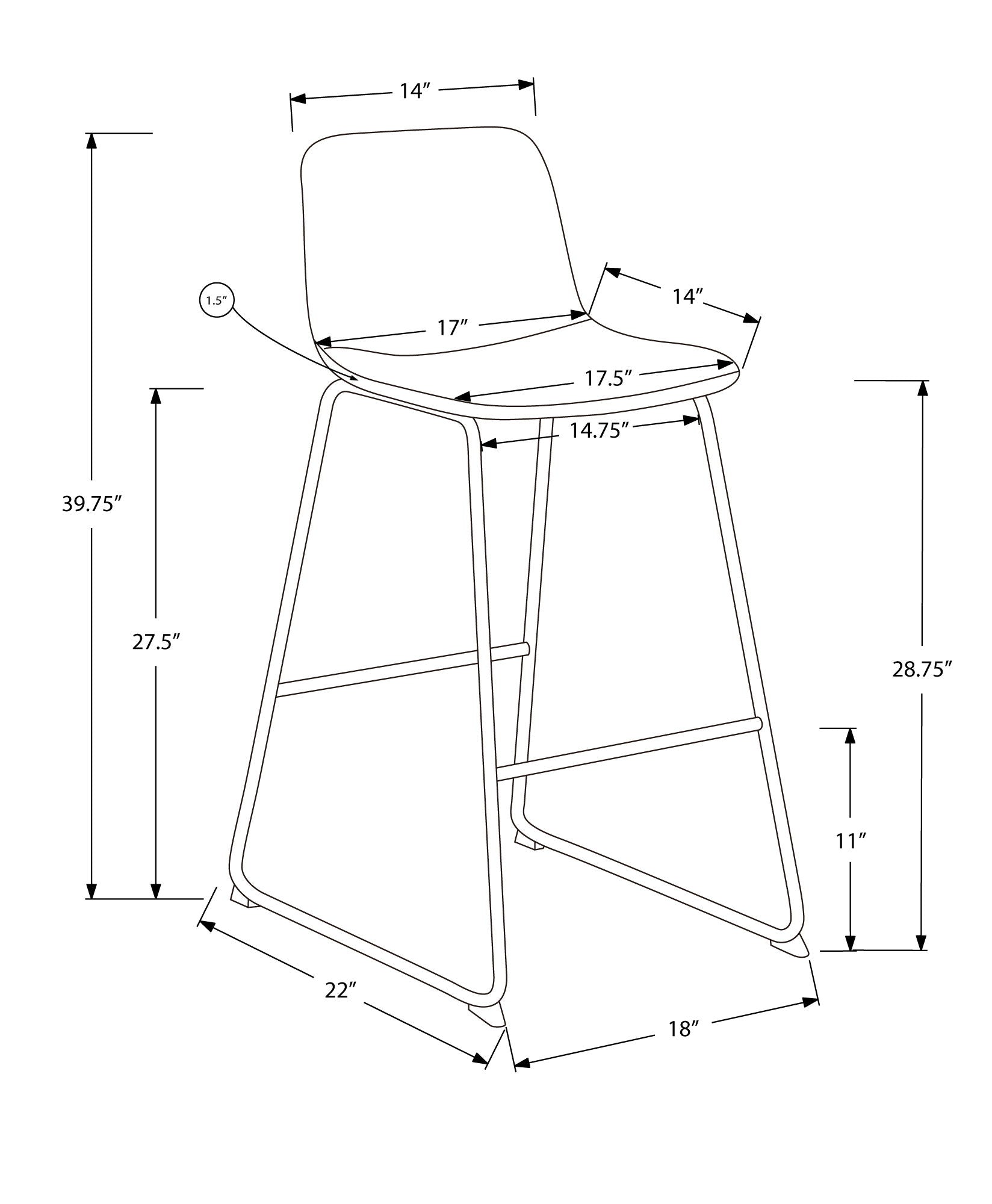 Office Chair, Bar Height, Standing, Computer Desk, Work, Leather Look, Contemporary, Modern 8th Street