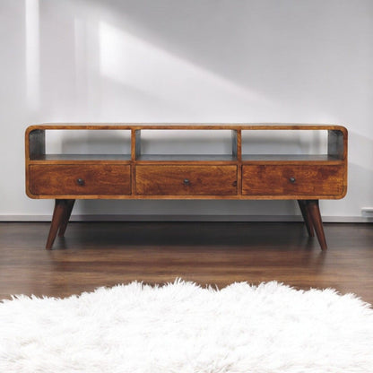 Trio Curved Media Unit - Antique Bronze Artisan Furniture