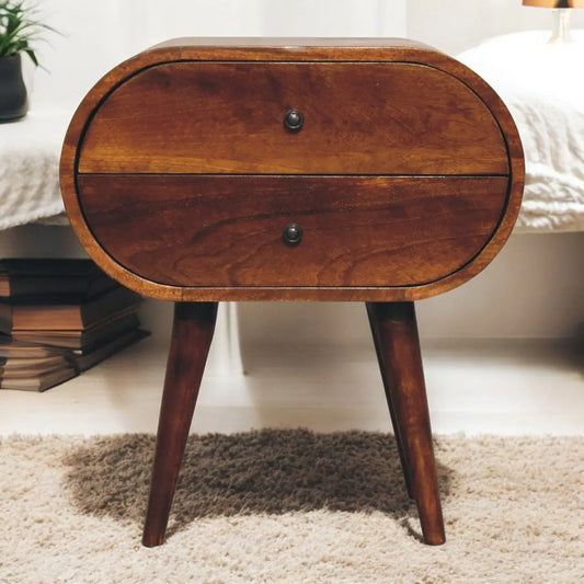 Large Chestnut Circular Bedside Artisan Furniture