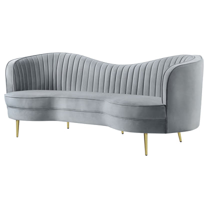 Reigha - Upholstered Sofa Lounge Furniture With Channel Tufted Backrest - Gray Furniture Max