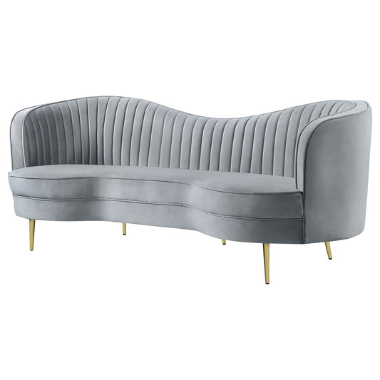 Reigha - Upholstered Sofa Lounge Furniture With Channel Tufted Backrest - Gray Furniture Max