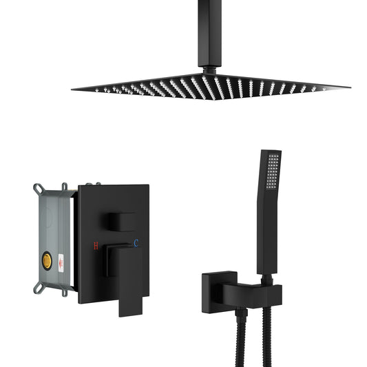 Dual Shower Head 10" Ceiling Mount Square Shower System With Rough In Valve - Matte Black Daily Nest