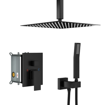Luxury Dual Shower Head System 12" Ceiling Mount With Rough In Valve, Stainless Steel And Brass Daily Nest