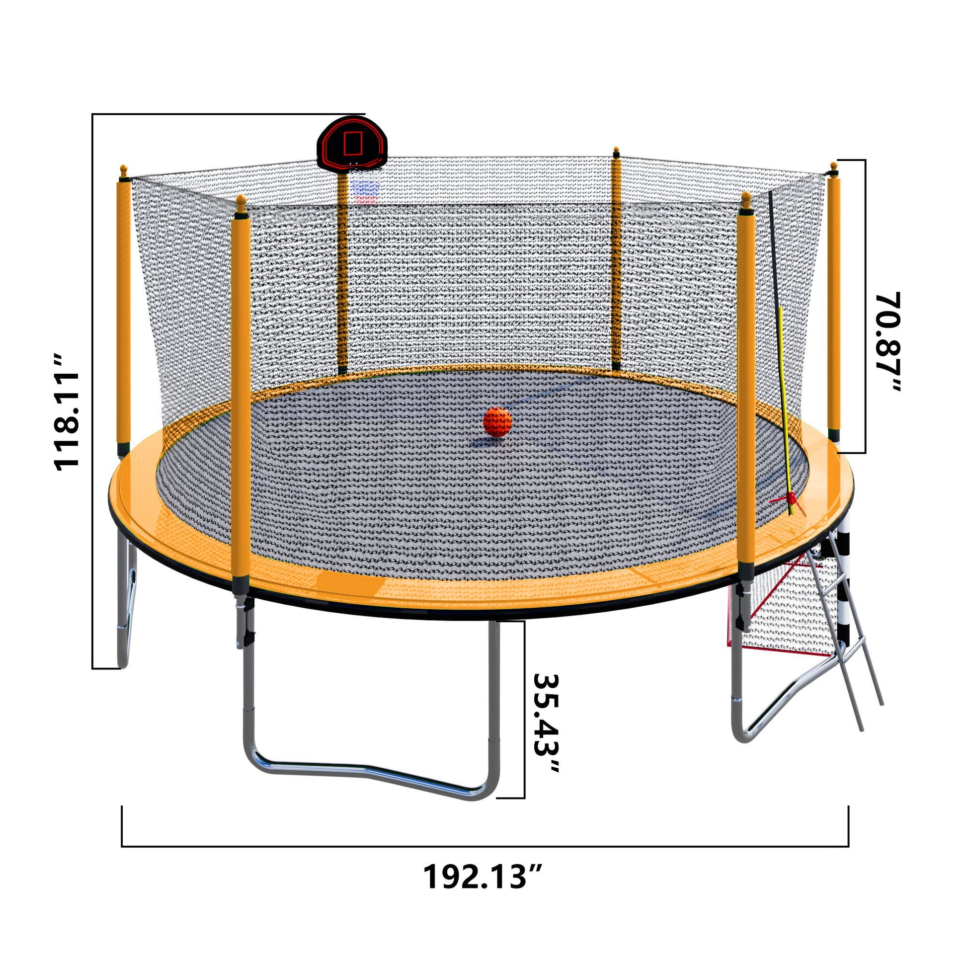 16Ft Trampoline With Basketball Hoop Pump And Ladder (Inner Safety Enclosure) With Soccer Goal Daily Nest