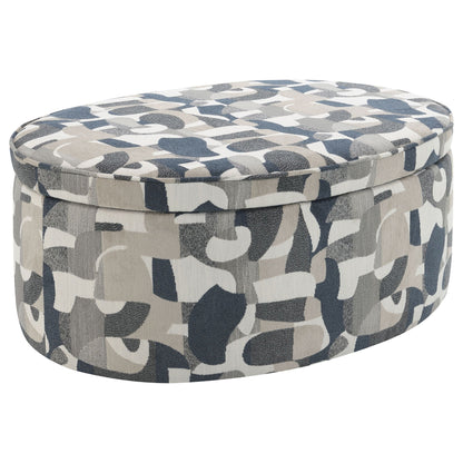 Tomkins - Oval Upholstered Storage Ottoman - Indigo Blue Coaster Fine Furniture