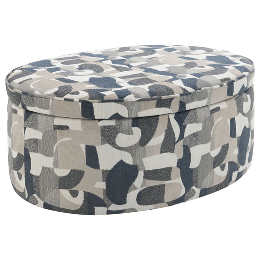 Tomkins - Oval Upholstered Storage Ottoman - Indigo Blue Coaster Fine Furniture