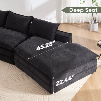 Modern Minimalist Modular Sectional Sofa With Deep Seats And Right Facing Chaise Home Essentials