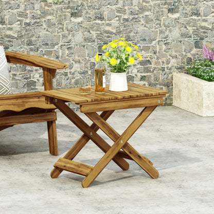 Outdoor Folding Wooden Side Table Noble House