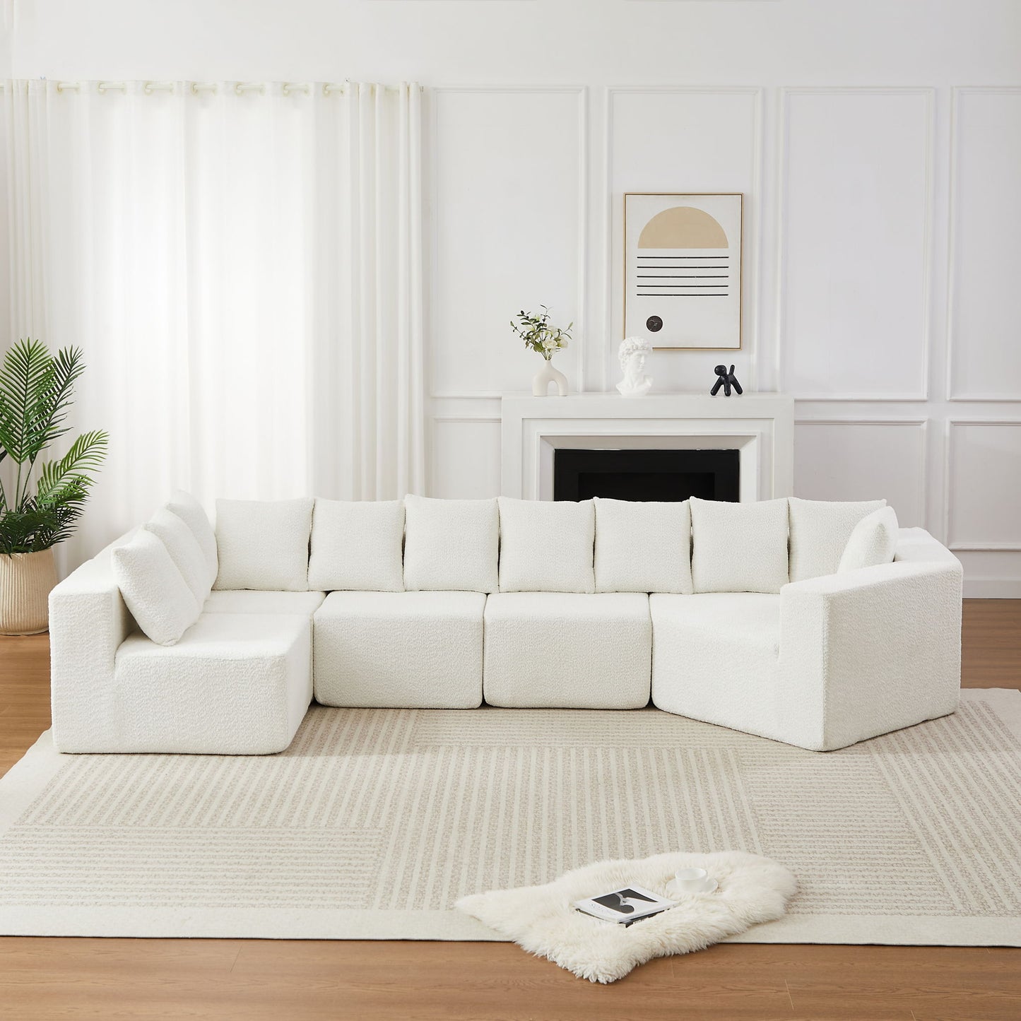 L - Shaped Modular Sofa With Deep Seat And 11 Pillows Home Essentials