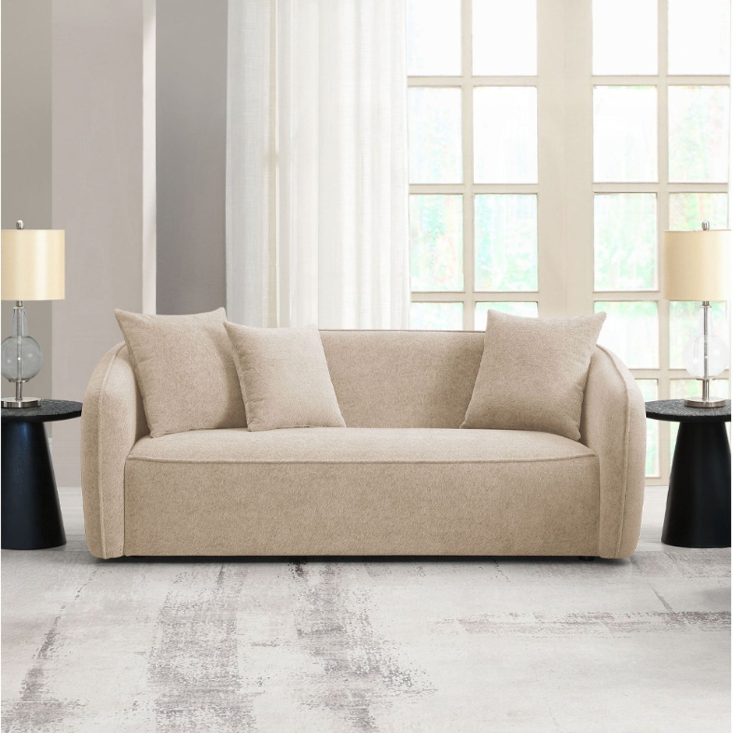 Keith - Sofa With 3 Pillows, Living Room Seating - Beige Home Essentials