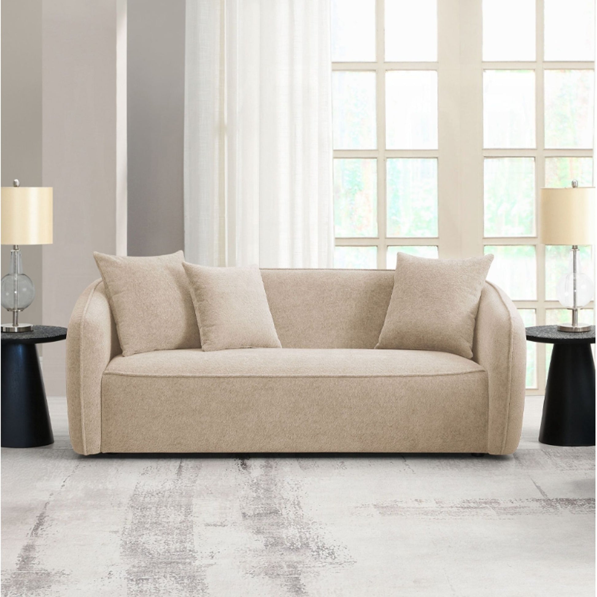 Keith - Sofa With 3 Pillows, Living Room Seating - Beige Home Essentials