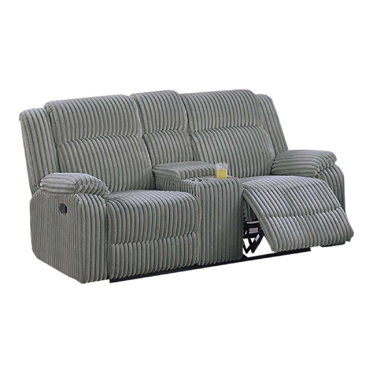 Motion Loveseat With Console Reclining Couch Plush Textured Seat - Smoke Home Essentials