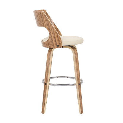 Cecina - Mid-Century Modern Fixed Height Barstool With Swivel (Set of 2) - Zebra / Cream Lumi Source